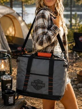 Harley-Davidson Soft Cooler Tote Gray Orange Insulated Cooler Bag NWOT